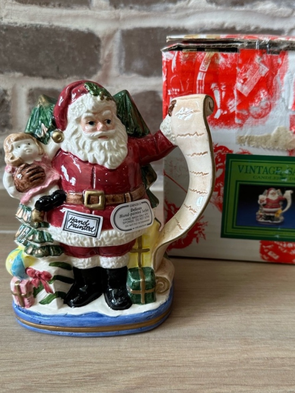Fitz & Floyd 1993 Vintage Omnibus Christmas Santa Clause Candle Holder- In Box